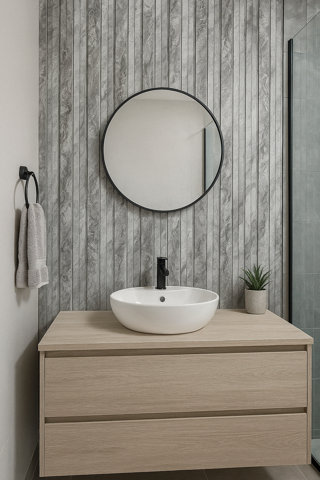 Tasseau Mural en PVC – Effet Marbre Gris