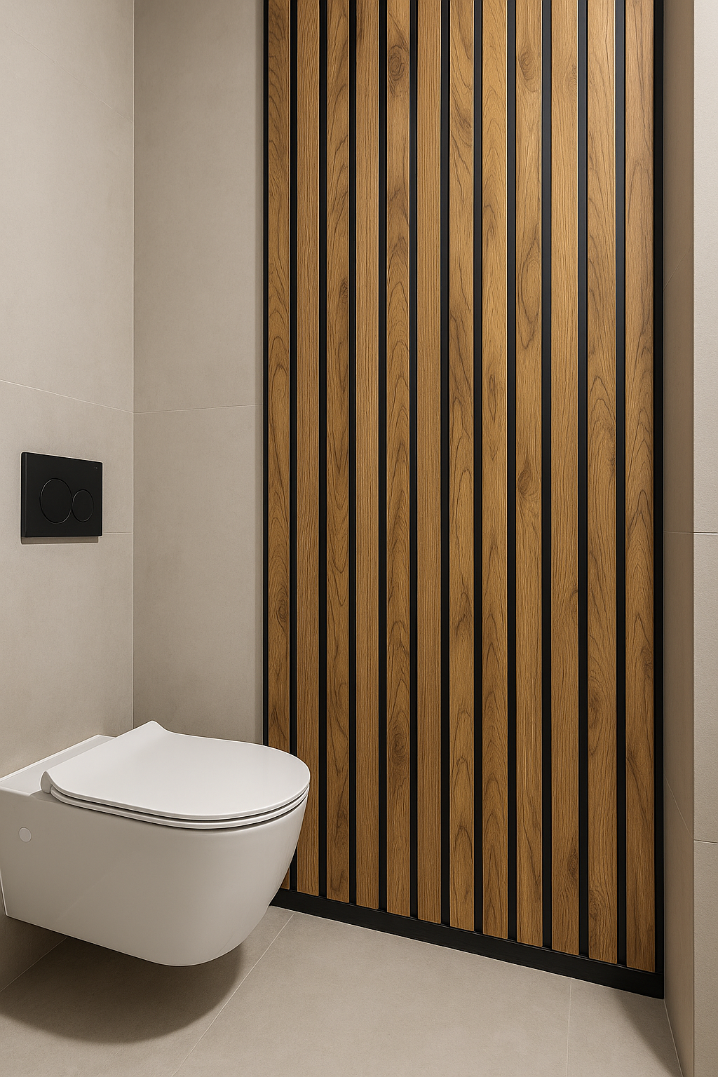 Tasseau Mural en PVC – Effet Bois Texturé et Noir Mat