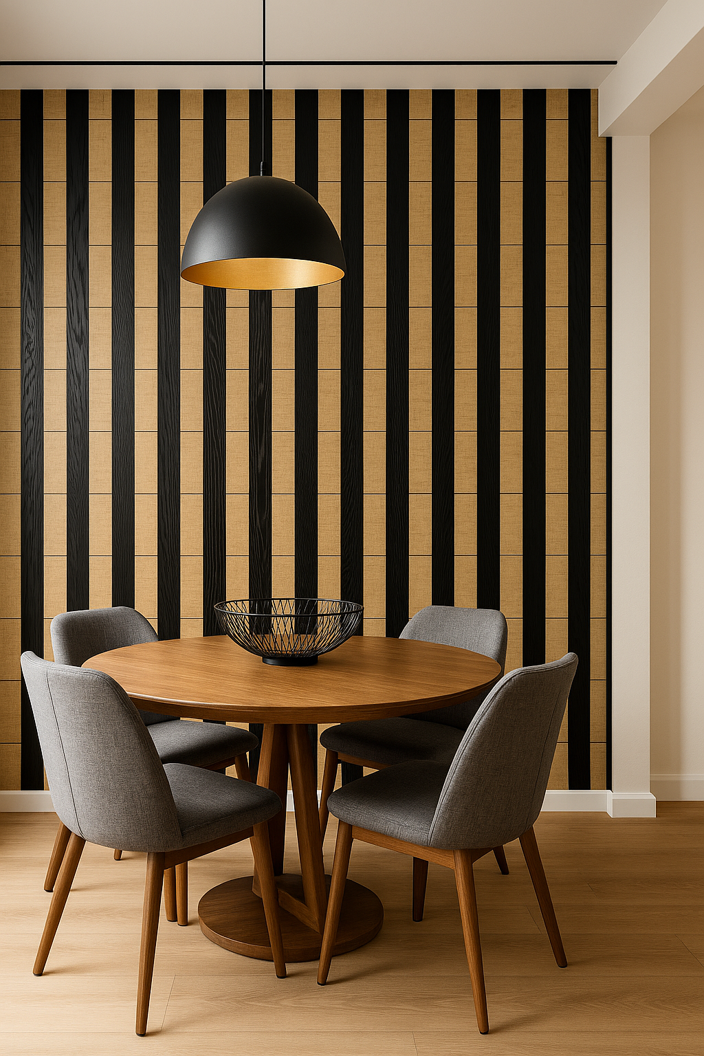 Tasseau Mural en PVC – Bambou Clair et Noir Structuré