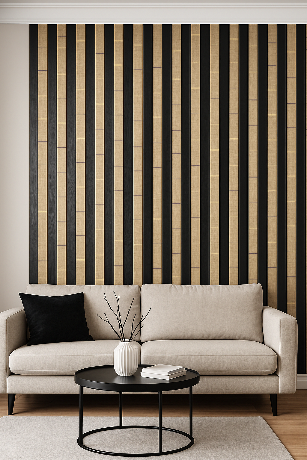 Tasseau Mural en PVC – Bambou Clair et Noir Structuré