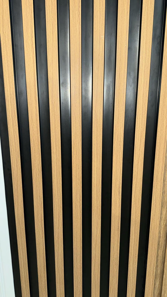 Tasseau Mural en PVC – Bois Naturel & Noir Mat