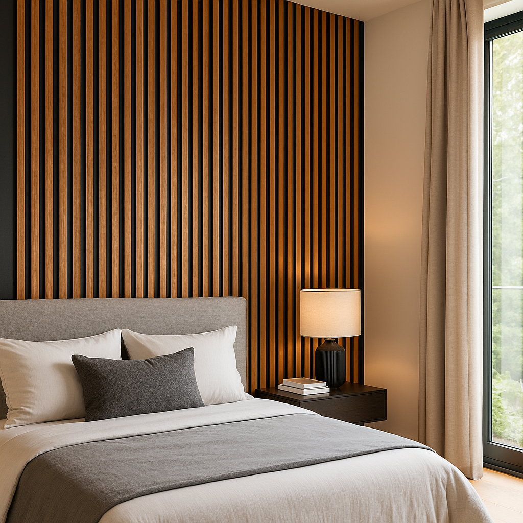 Tasseau Mural en PVC – Bois Doré et Noir Mat