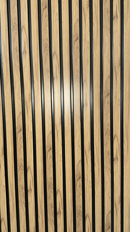 Tasseau Mural en PVC – Effet Bois Texturé et Noir Mat