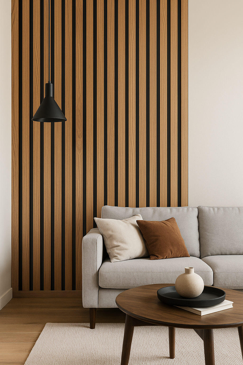 Tasseau Mural en PVC – Bois Naturel & Noir Mat