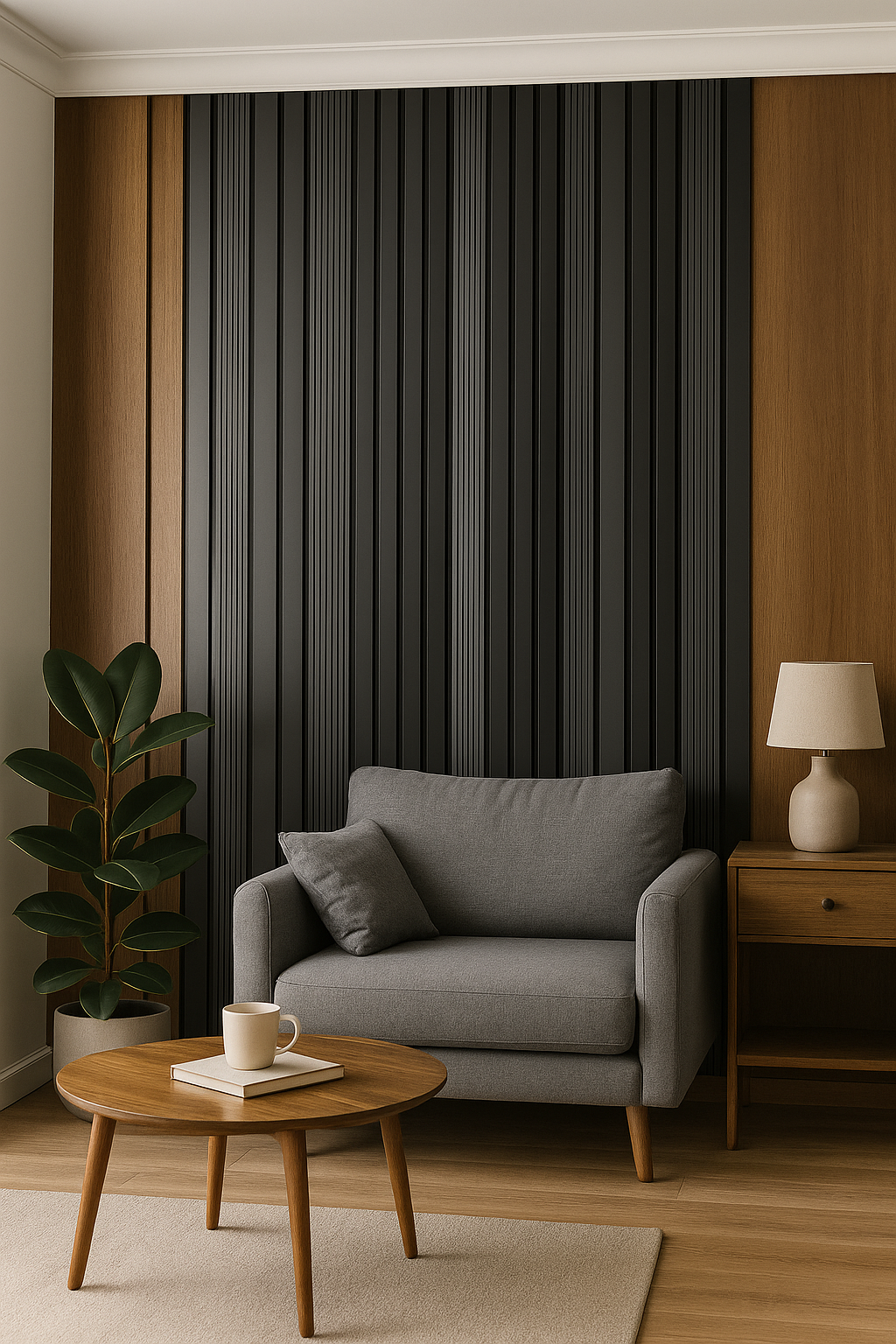 Tasseau Mural en PVC – Gris Lisse et Noir Structuré