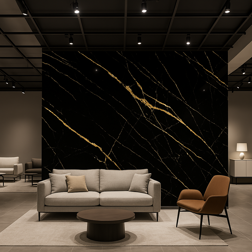 Plaque PVC marbre "Black gold"