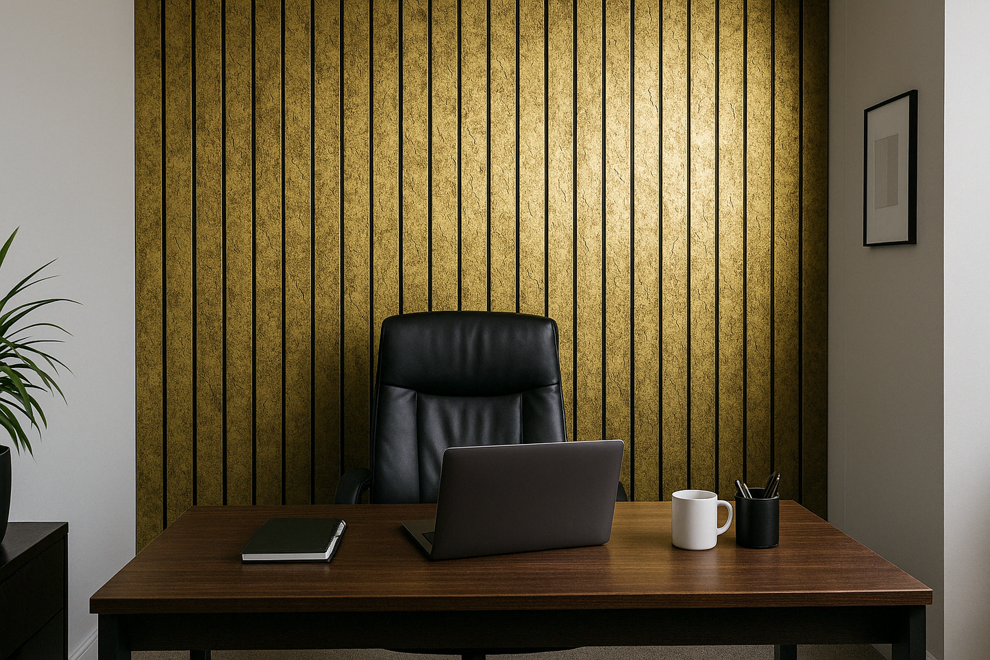 Tasseau Mural en PVC – Doré Texturé et Fond Noir