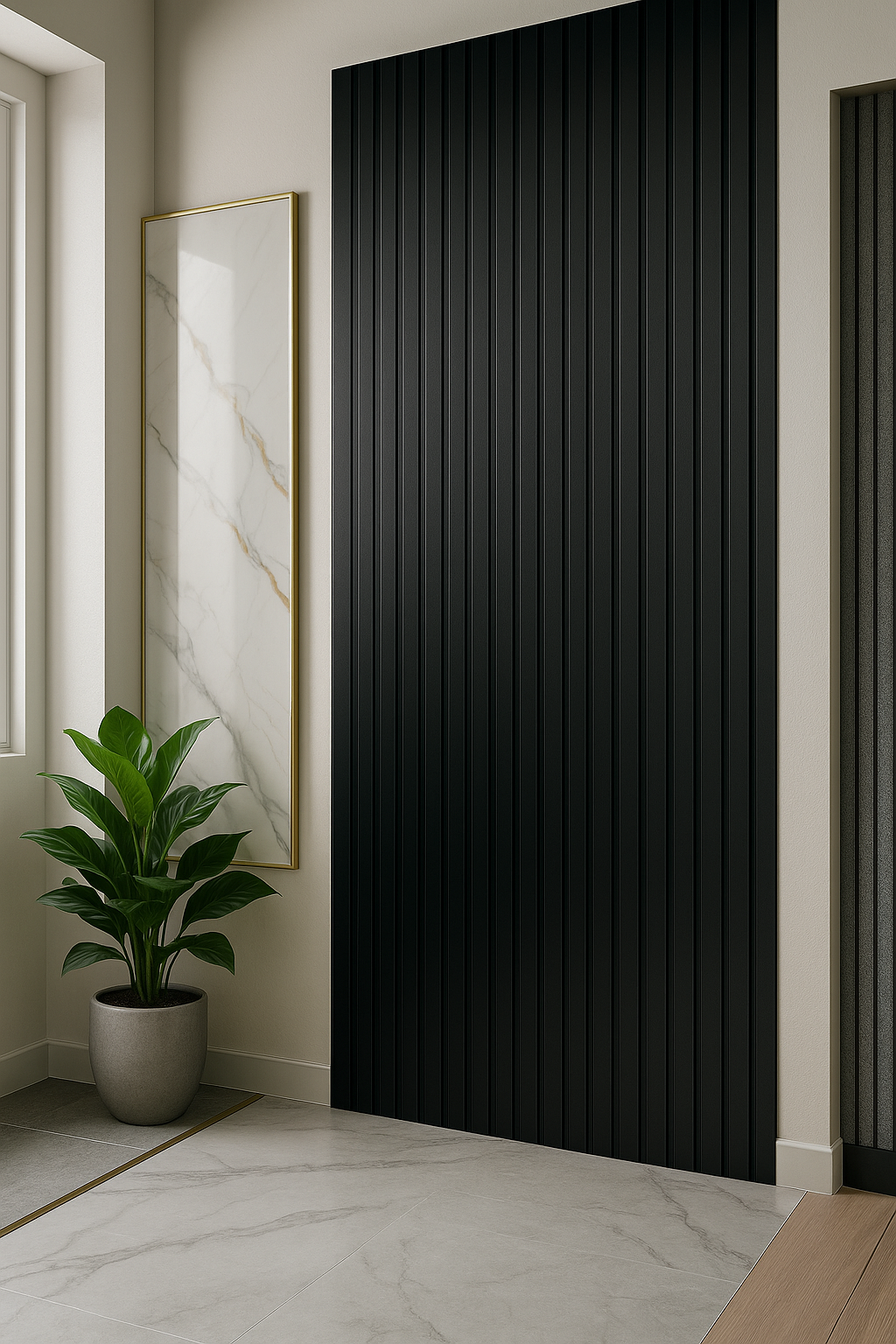 Tasseau Mural en PVC – Noir Mat Structuré