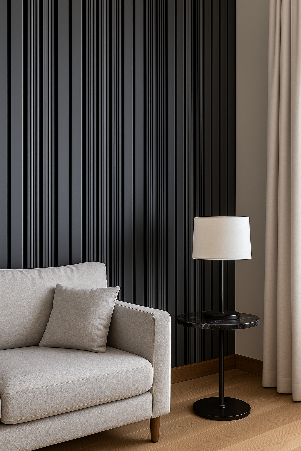 Tasseau Mural en PVC – Gris Lisse et Noir Structuré